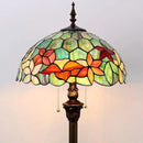 Tiffany Floor Lamp Stained Glass Lamp Standing Reading Light 16x16x70 Inch for Living Room (Red Green Flowers) by CozyNest Decor