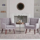 HUIMO Button-Tufted Accent Chairs Set of 2,Upholstered Reading Living Room Chair,Mid Century Modern Chair with Linen Fabric, Club Chair,Comfy Arm Chairs for Living Room,Bedroom,Light Grey by CozyNest Decor
