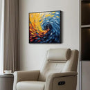 Framed Blue Modern Abstract Wall Art, Minimalist Large Canvas Paintings Artwork for Walls, Blue Yellow Art Prints Pictures for Living Room, Hallway, Bedroom, Office, Bathroom Wall Decor -24x24 Inch by CozyNest Decor