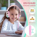 QearFun Kids Headphones Wired with Mic, 85/94dB Safe Volume Limit, Foldable Over Ear, Tangle-Free Cord & Sharing Port, Wired On-Ear Headset for School, Chromebook, Tablet, Travel - Boys & Girls by TinyTreasures Baby Boutique