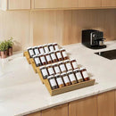 Bamboo Spice Rack For Drawer,4Pcs Tier Stackable Seasoning Storage Organizer Insert,for Kitchen Condiments Storage Insert(Jars Not Included,Combined Size:18.9" D x 9.5" W x 1.8" H） by CozyNest Decor