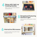 Wooden Play Kitchen for Kids with Working Sink & Faucet Toy – Montessori Sensory Pretend Playset for Toddlers 3-5 – Interactive Kids Kitchen Playset with Lights & Sounds by TinyTreasures Baby Boutique