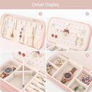 DesignSter Small Travel Jewelry Box with Double Zipper, 2 Layers PU Portable Jewelry Case for Women and Girls,Travel Jewelry Organizer for Rings, Earrings, Necklaces, Bracelets,Pink by TinyTreasures Baby Boutique