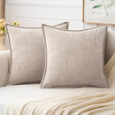 MIULEE Pack of 2 Couch Throw Pillow Covers 18x18 Inch Light Brown Farmhouse Decorative Pillow Covers with Stitched Edge Soft Chenille Solid Dyed Pillow Covers for Sofa Bed Living Room by CozyNest Decor