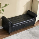 Furniliving 55” End of Bed Bench, Bedroom Bench with Button-Tufted, Large Upholstered Storage Ottoman Benches Entryway Bench with Storage Shoe Cabinet Bench, for Bedroom, Living Room, PU, Black by CozyNest Decor