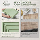 Empune Plastic Cutting Board Set, Recycled Plastic Cutting Boards for Kitchen (Set of 3), Dishwasher Safe Large Chopping Board with Holder, Non-slip Feet and Juice Grooves, Nonporous, Green by CozyNest Decor