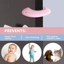 Silicone Door Pinch Guard and Door Slam Stopper, Durable Finger Pinch Guard, Prevents Pinch Injuries, Slamming Doors, Door Stopper for Kids, 4 Packs （2 Pink 2 Blue）. by TinyTreasures Baby Boutique