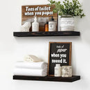 Floating Wall Shelves - 16"x6.8"x1.2" Sturdy Rustic Black Solid Wood Shelves for Storage and Décor, Easy Installation for Living Room, Bedroom, and Kitchen - 2 Pack by CozyNest Decor