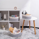 Baskets for Shelf Storage Cute Basket to Store and Organize Household Items/Woven Rope Basket for Living Room, Bedroom,Playroom/Durable Small Oval-13x8.66x5.11’’,3 Packs Off White&Gray by TinyTreasures Baby Boutique