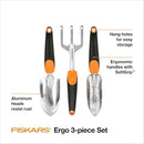 Fiskars 3-in-1 Garden Tool Set - Trowel, Transplanter, Cultivator for Gardening - Lawn and Garden Tools - Black/Orange by GreenHaven Gardens