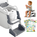3-in-1 Potty Training Toilet, Toddler Toilet Seat with Step Stool, Foldable Potty Ladder with Potty Chart, PU Cushion, Splash Guard, Anti-Slip Steps & Urinal for Boys & Girls, Grey by TinyTreasures Baby Boutique