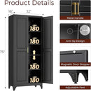 75" Kitchen Pantry Cabinet, Black Metal Storage Cabinets with 2 Doors and 4 Adjustable Shelves, Tall Pantry Storage Cabinet for Kitchen, Dining Room, Living Room by CozyNest Decor