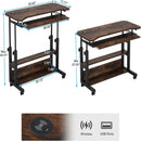 Portable Adjustable Desk With Power Outlets, USB Charging Ports, And Sliding Keyboard Tray - Brown / Black