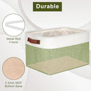 Storage Bins Large Fabric Storage Baskets for Shelves 3 Pack, Decorative Linen Closet Baskets with Handles for Organizing, Shelf, Clothes, Home, Office, 15x11x9.5Inches (Green&White) by TinyTreasures Baby Boutique