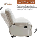 Rocker Recliner Chair, Overstuffed Manual Rocking Recliner for Adults, Upholstered Comfy Soft Fabric Living Room Reclining Sofa Chair (Beige Fabric) by CozyNest Decor