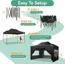 COBIZI 10x15 Pop Up Canopy Tent Heavy Duty with Sidewall, Commercial Outdoor Easy Pop Up Gazebo for Party Wedding All Weather Waterproof UV 50+ with Roller Bag(Leg Upgraded),Black by GreenHaven Gardens