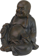 Design Toscano Laughing Asian Man Happy Hotei Garden Statue, Medium, 8 inches wide, 9 inches tall, Cast Stone Resin, Green Bronze Finish by GreenHaven Gardens