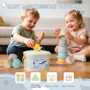 Bath Toys, 21PCS | Montessori Toys for Babies with Shapes for Sorting Play & Stacking Cups | Bath Boats & Spoon with Storage Container | Educational & Mold Free Bathtub Water Toys for Toddler Gifts by TinyTreasures Baby Boutique