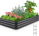 Quictent Galvanized Raised Garden Bed 6x3x1 Ft Metal Planter Box for Vegetables Bottomless for Backyard Outdoor, Include 1 Tomato Cage, Dark Grey by GreenHaven Gardens