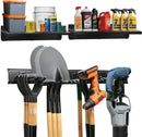Heavy-Duty Garage Wall Storage System | Wall Mounted Tool Organizer Rack with Shelving | 10-Piece Mounting Kit | Includes 4x8.5” Adjustable Hooks & 2x16.5” Floating Utility Shelves by GreenHaven Gardens