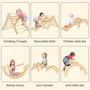 Asweets Pikler Triangle Set, 5 in 1 Foldable Montessori Climbing Set with Ramp, Baby Climbing Toys for Indoor Playground, Jungle Gym for Kids with Arch Climber, Rocker, Suitable for Toddlers by TinyTreasures Baby Boutique