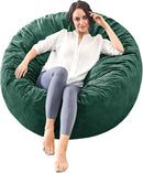 Bean Bag Chairs for Adults - Memory Foam Furniture BeanBag Chair - Kids/Teens Sofa with Soft Micro Fiber Cover - Round Fluffy Couch for Living Room Bedroom College Dorm - 3 ft, Green by CozyNest Decor