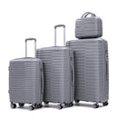 4-Piece PP Spinner Wheel Luggage Set with Cosmetic Case, Light Gray