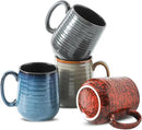Hasense Coffee Mugs Set of 4, 12 Oz Stoneware Coffee Cups with Large Handle, Colorful Rustic Mug Set for Coffee, Tea, Coco, Latte, Dishwasher and Microwave Safe by CozyNest Decor