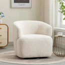 Swivel Accent Chair, Sherpa Teddy Barrel Chair for Living Room, Cozy Round Boucle Arm Chair, Metal Base for Club Nursery Bedroom, Beige Cream White by CozyNest Decor