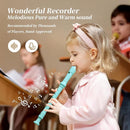 Soprano Recorder for Kids Beginners, German Fingering, C Key, 3 Piece with Cleaning Rod, Bag, Fingering Chart (Lake Green)… by TinyTreasures Baby Boutique