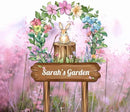 Personalized Rabbit Metal Sign with Stake,Custom Gardener Last Name Signs Outdoor Decor,Customized Flowers Gardening Birthday Gifts,Cute Animal Plaques for Patio Lawn Porch Backyard Farmhouse Outside by CozyNest Decor