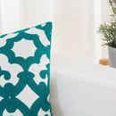 HWY 50 Teal Decorative Throw Pillow Covers 18x18 Inch (1 Piece), Embroidered Cotton Farmhouse Cushion Cover Pillow Case for Sofa Couch Living Room Bed, Geometric by CozyNest Decor