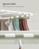 SONGMICS Clothes Drying Rack, Foldable 2-Level Laundry Drying Rack, Free-Standing Laundry Airer, with Height-Adjustable Wings, 33 Drying Rails, Sock Clips, White and Green ULLR053C01V1 by CozyNest Decor