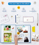 popotop Photo Album Self Adhesive with Picture Display Window,40 Pages DIY Scrapbooking Supplies Kit for 4x6 10x12 Picture,Linen Cover Memory Book for Baby Wedding, with Scraper and Metallic Pen by TinyTreasures Baby Boutique