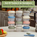 WeeSprout Leakproof Baby Food Storage - 12 Set, Small Plastic Containers with Lids, Lock in Freshness, Nutrients & Flavor, Freezer & Dishwasher Friendly, 4oz Snack Containers (Variety Matte) by TinyTreasures Baby Boutique