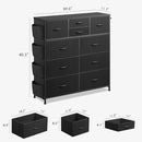 WLIVE Dresser for Bedroom with 10 Drawers, Fabric Dresser Chest of Drawers with Side Pockets and Hooks, Sturdy Metal Frame, Drawers Organizer Unit for Living Room, Hallway, Black by TinyTreasures Baby Boutique