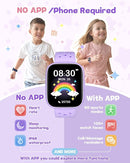 Kids Watch for Girls 5-12, Kids Smart Watch Fitness Tracker Pedometer, No Phone Needed, Puzzle Games with Parental Control, IP68 Waterproof, Heart Rate, Sleep Monitor, Step Counter, 80 Sports by TinyTreasures Baby Boutique