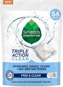 Seventh Generation Triple Action Clean Automatic Dishwasher Detergent Packs with Bio-Enzyme Power, Free & Clear, Fights 48-hour Stuck-on Food, 54 count by CozyNest Decor