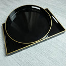 Spsyrine Black Decorative Serving Tray with Handles, Elegant Plastic Coffee Table Tray for Ottoman, Living Room, Home Decor 15.6" X 10.2" by CozyNest Decor