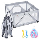 Baby Playpen Foldable, Playard for Babies and Toddlers, Portable Playpen Activity Center with 50 Balls+2 Handles for Travel, Indoor & Outdoor Play Pen with Mesh 59''x71'' by TinyTreasures Baby Boutique