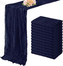 12 Pack Navy Blue Cheesecloth Table Runner 10FT Boho Fabric Rustic Cheese Cloth Table Runner for Wedding Bridal Shower Baby Shower Gauze Sheer Birthday Party Table Decorations 20 x 120 Inch Long by CozyNest Decor