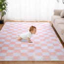 Super Soft Rug for Bedroom, 5x7 Ft Pink and White Area Rug Classic Checkered Shaggy Anti-Skid High Pile Soft Fluffy Rug Fuzzy Carpet for Living Room Bedroom Kids Room Nursery, Dorm Home Decor by TinyTreasures Baby Boutique