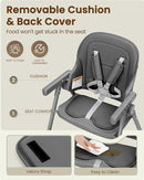 Foldable High Chair, High Chairs for Babies and Toddlers, Dining Chairs and Eating Chair with Adjustable Tray and 5 Point Harness for Infant, Gray by TinyTreasures Baby Boutique