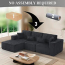 HYJT-H&K Modular Sectional Sofa Cloud Sectional Couch, 107" Comfy Fluffy L Shaped Dark Black Couches for Living Room, Deep Seat Memory Foam Plush Corduroy Boneless Couch Sectionals Left Facing Chaise by CozyNest Decor