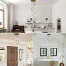 Gold 5 Light Cluster Pendant Lighting, Raindrop Chandeliers Brass Dining Room Lights Fixture, Teardrop Pendant Lights Kitchen Island, Hanging Lamp Ceiling for Entryway Foyer Staircase by CozyNest Decor