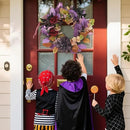 GarveeHome 18 Inch Halloween Wreath, Halloween Garland with Artificial Roses & Spiders, Indoor Outdoor Holiday Accent Decoration for Front Door Porch Wall Home Party Window, Red & Purple by CozyNest Decor