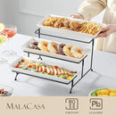 MALACASA 3 Tier Serving Tray, Porcelain Tiered Cupcake Stand, Ceramic Elevated Serving Platter with Collapsible Sturdier Rack,Series PLAT (White, 14 Inch) by CozyNest Decor