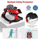HONEY JOY 4-in-1 Baby Walker, Activity Push Walker w/3 Adjustable Heights, Smooth Wheels w/Adjustable Speed, Padded Seat, Music & Light, Foldable Car Walker for Baby Boys Girls Age 6 Months+ (Red) by TinyTreasures Baby Boutique