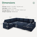 HONBAY Sleeper Velvet Blue Sectional Couch with Pull-Out Bed, Storage Chaise for Living Room by CozyNest Decor