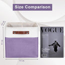 Collapsible Fabric Storage Cubes 11x11 Cube Storage Bins, 4 Pack Closet Baskets Box with Handles for Organizing, Shelf, Toys, Clothes, Home, Office, Nursery (Purple&White) by TinyTreasures Baby Boutique